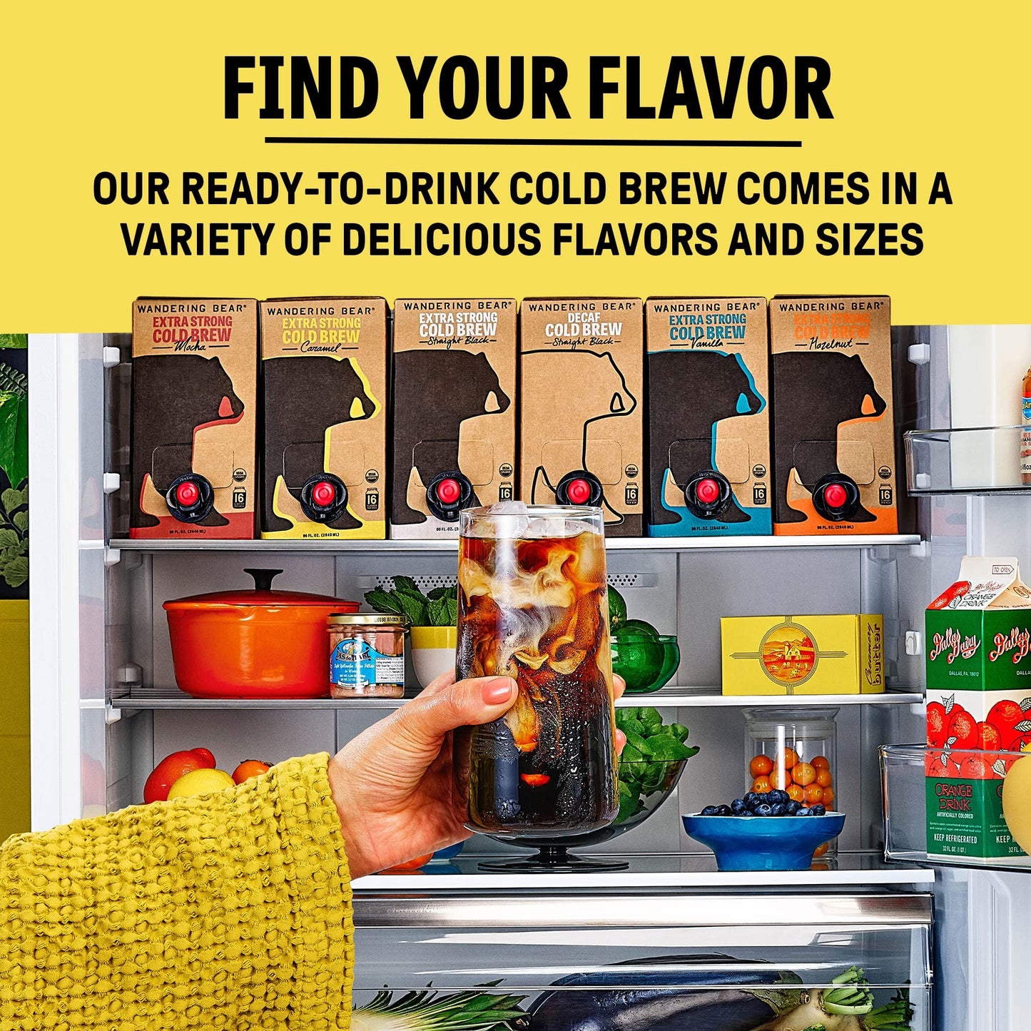 Wandering Bear Straight Black Organic Cold Brew Coffee On Tap, Iced Coffee Drink - Extra Strong, Bold, Smooth, No Sugar Added, Shelf-Stable, Ready to Drink & Vegan, 100% Organic - 128 fl oz (1 gallon)