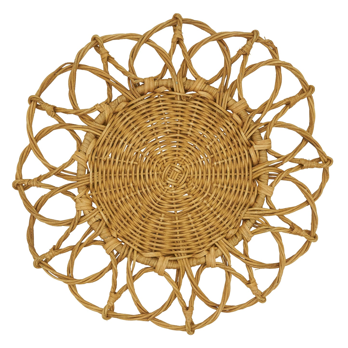SARO LIFESTYLE Twisted Rattan Placemat (Set of 4), 15", Caramel