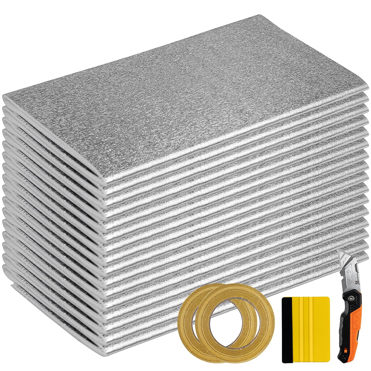QYXJAEO Garage Door Insulation Kit, Pre-Cut Foam Garage Door Heat Insulation Panels, 16 Pack 48"x24" for 16x7/16x8 ft Double Door, Easy DIY with Tape, Cutter & Squeegee - Heat & Cold Barrier