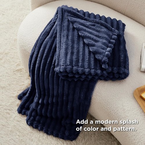 Bedsure GentleSoft Navy Blue Fleece Blanket - Cozy, Soft Throw for Couch | 50x60 Inches