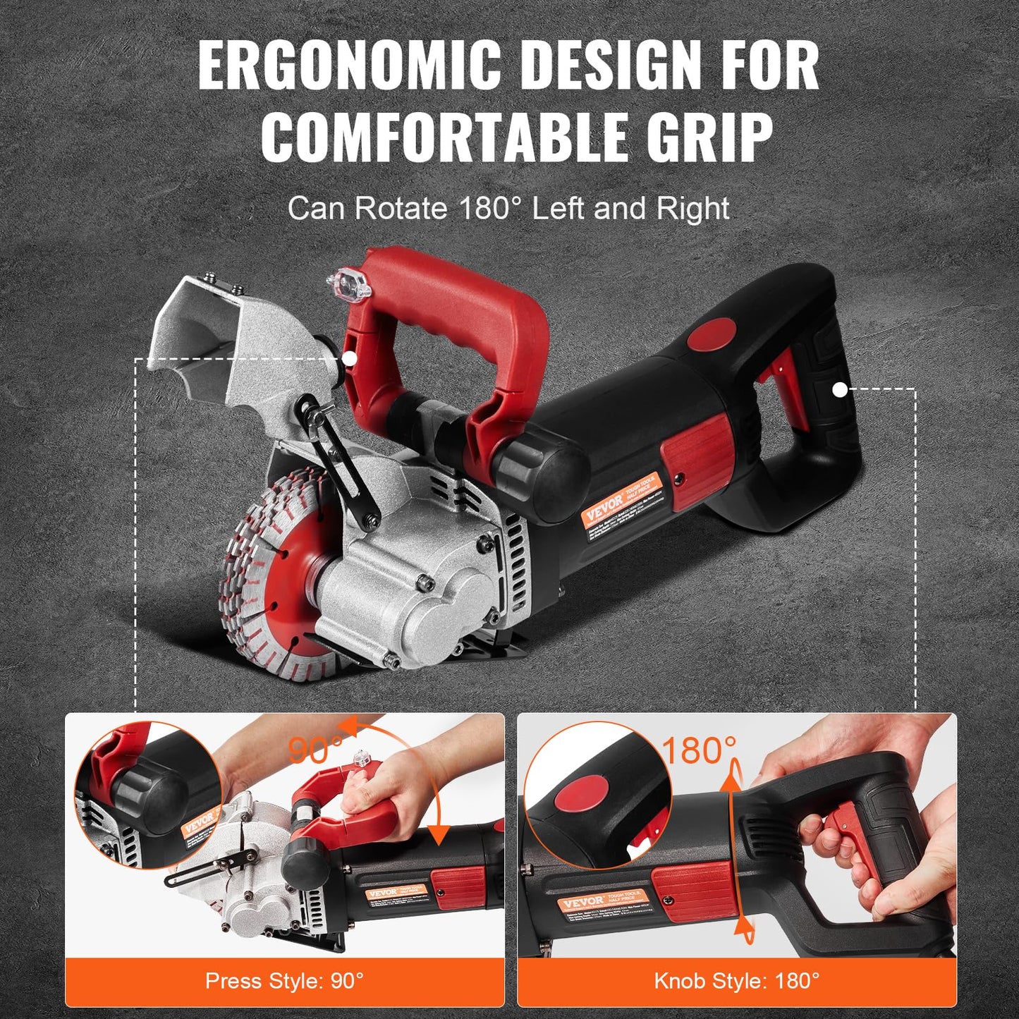 VEVOR Wall Chaser Concrete Cutter 4800W (with 5 X 5" Saw Blades Dustproof and Line Infrared Sighting) for Marble Concrete Granite and Bricks Walls