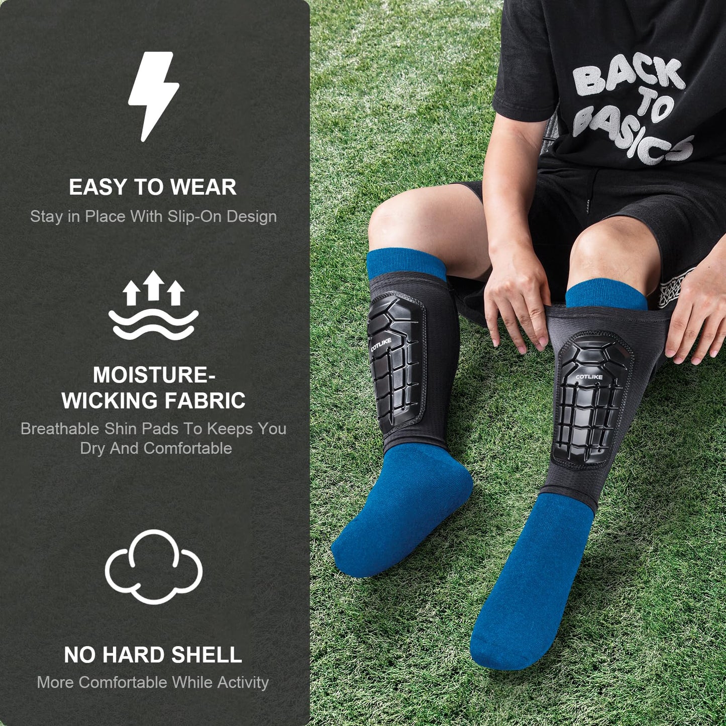 Soccer Shin Guards Kids Youth, Shin Guard Sleeves for Boys Girls Adults Men Women, Protective Soccer Equipment for 2-18 Years Old Boys Girls, High Impact Resistant Breathable Comfortable - XS