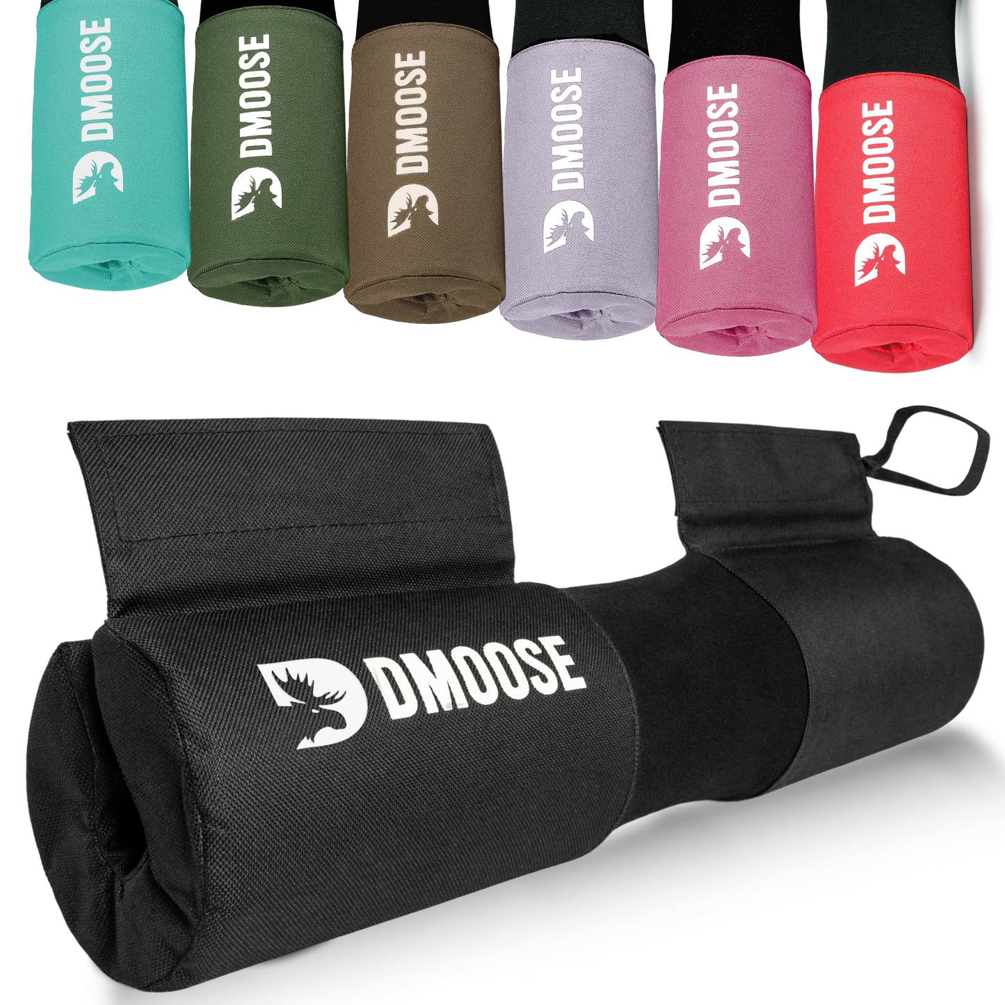 DMoose Fitness Barbell Squat Pad - Hip Thrust Pad for Squats & Lunges - Relief Pressure from Neck, Shoulder & Lower Back - Non-Slip EVA Foam with Safety Straps for Gym & Home - (Black Fabricated)