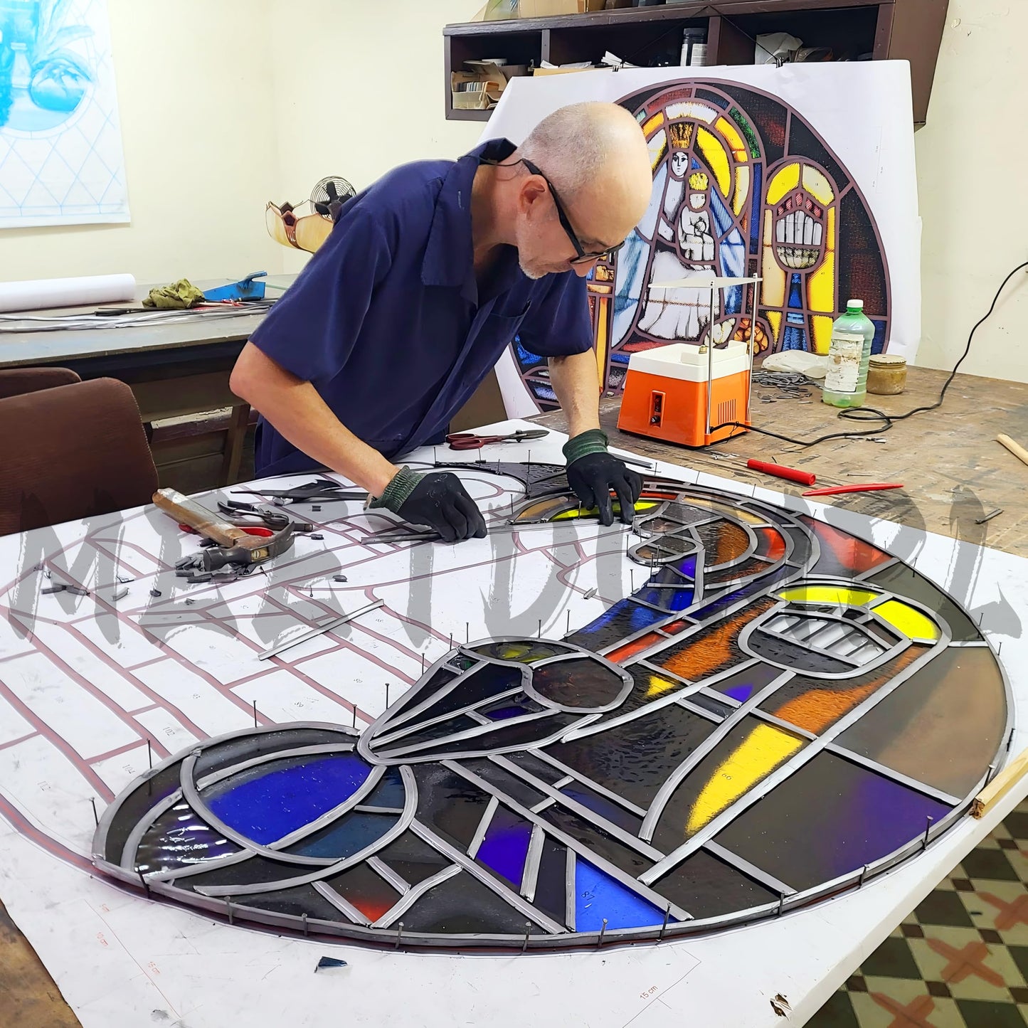 MEETDUMPL Stained Glass Kit，Stained Glass Kits for Adults，Glass Grinder，Stained Glass Grinder，5/8" + 1" Diamond Grinder Bit,100W Soldering Iron Kit,Glass Cutter Tool Kit（Patent has been registered）(7)