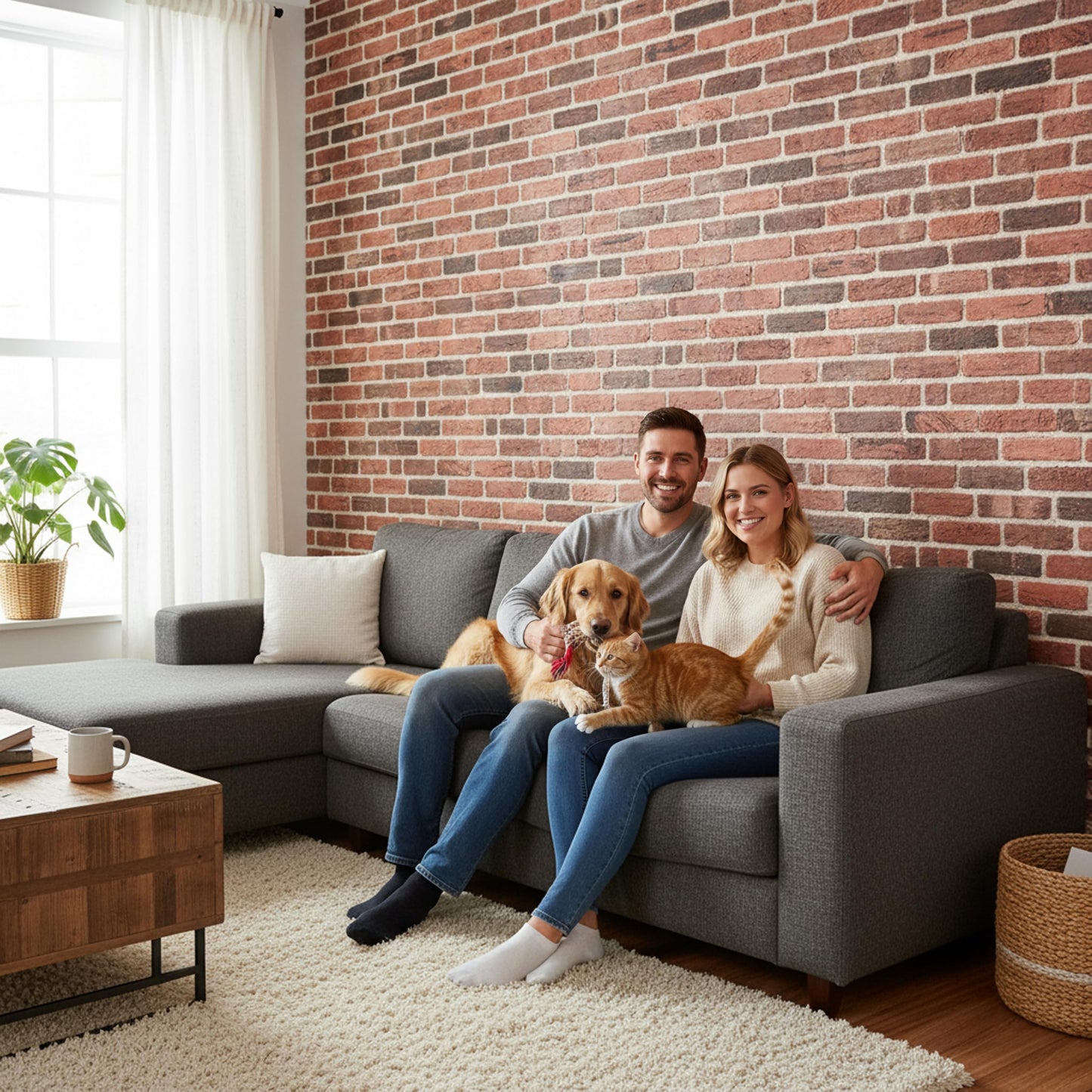 3D Faux Brick Wall Panels – Lightweight Styrofoam Cladding for Interior & Exterior Use | DIY Decorative Panels | 9 Pack (40"x20") | Ideal for Living Room, Kitchen, Outdoor Walls Babylon