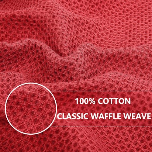 Homaxy Kitchen Dish Cloths - Ultra Soft 100% Cotton Waffle Weave, Quick Drying, 12 x 12 Inches, 6-Pack, Brick Red