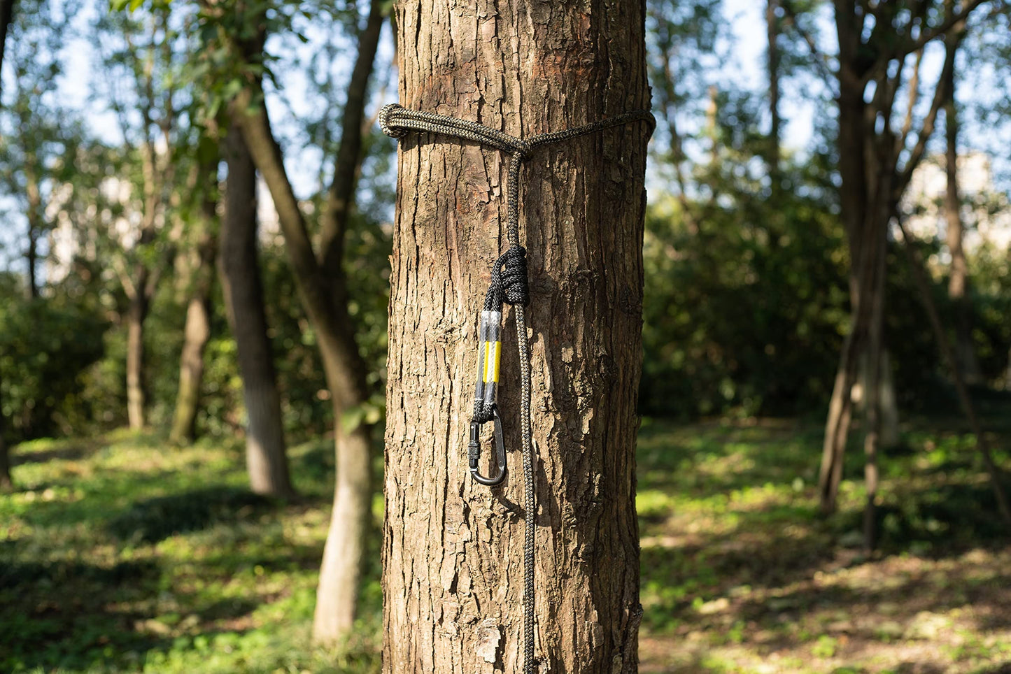 SENFU Hunting Safety Linemans Rope 30ft with Prusik Knot and Single Carabiner for Hunter Climbing Tree Stand Hanging Ladder Stand or Bow Lifeline,Fall Protection When Hunting on Stands