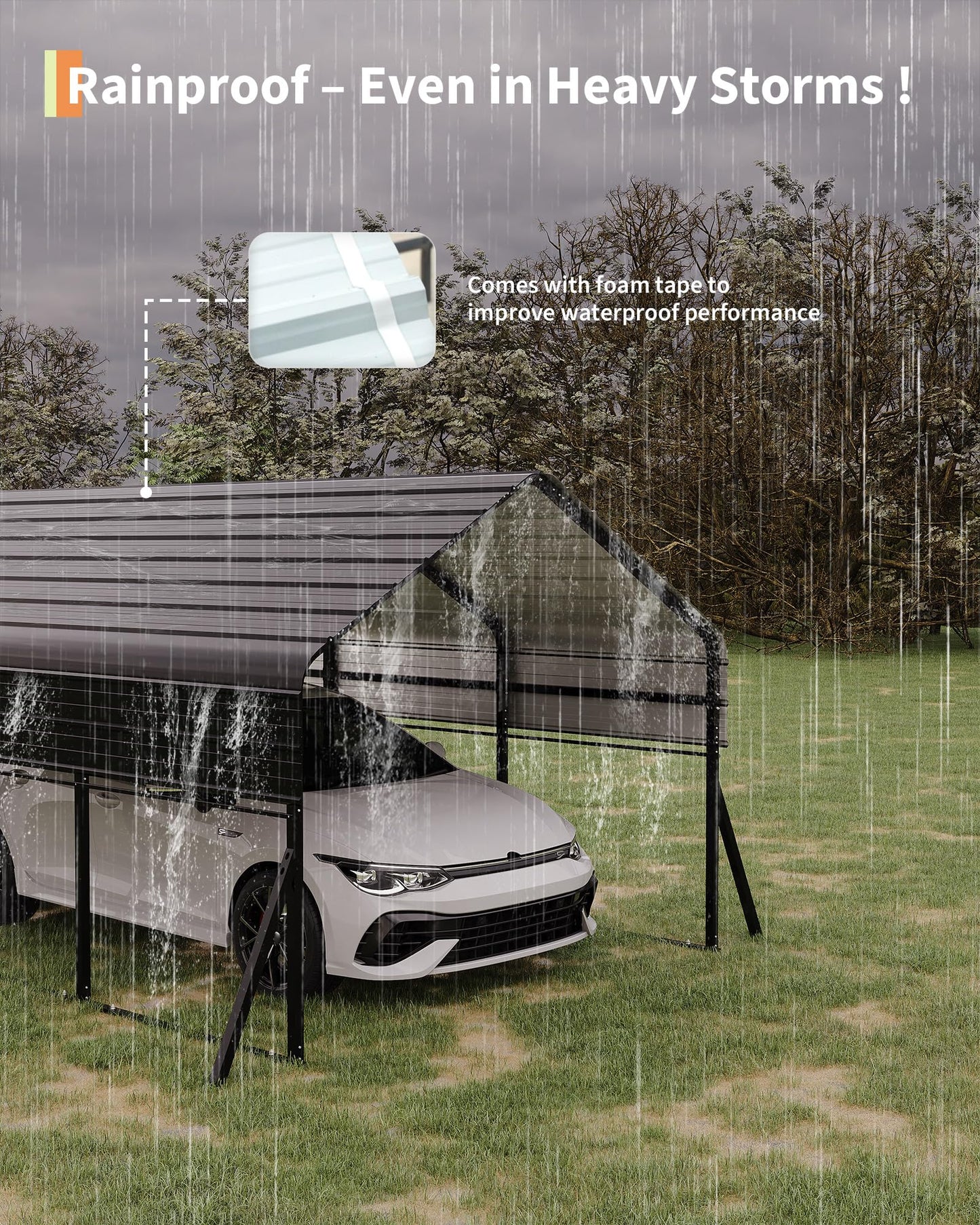Garvee 10'x15' Metal Carport, Heavy Duty Car Ports Kit All-Weather for Pickup Trucks, Boats, RVs, Tractors, Reinforced Frame with Anchors