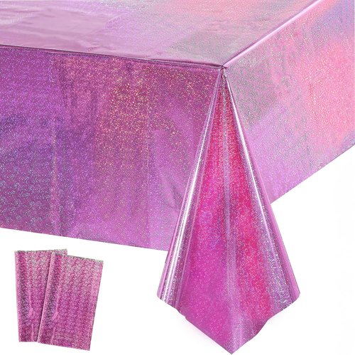 GREATRIL Disposable Pink Party Tablecloth - Rectangle Design for Birthdays & Anniversaries | 54'' x 108'' - 2 Pack