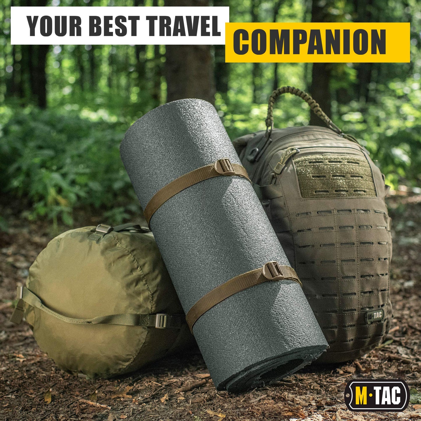 M-Tac Pack of 2X Utility Strap for Backpack Tactical Lashing for MOLLE Gear Plastic Buckle (Coyote, 40 inches)