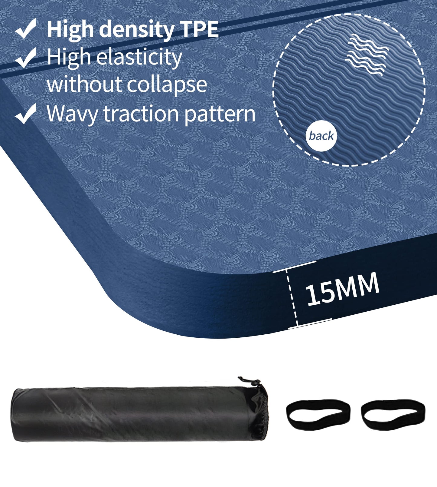 nuveti Large Exercise Mat - 15mm/20mm/30mm Thick Yoga Mat | Workout Mat for Fitness, Yoga, Pilates, Stretching & Floor Exercises for Women & Men with Free Carrying Bag