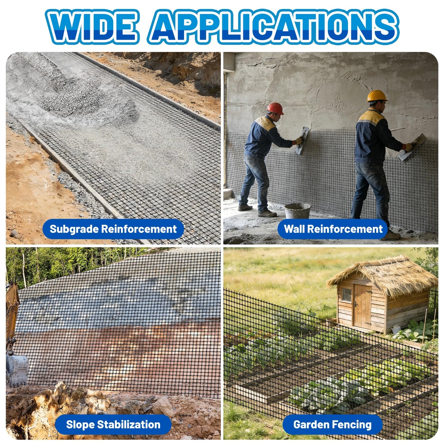 3 Ft x 164 Ft Geogrid for Retaining Wall, Bi-Directional Geo Grid Roll with Gloves, HDPE Geogrid for Gravel Driveway, Subgrade Reinforcement, Slope & Soil Stabilization, Erosion Control