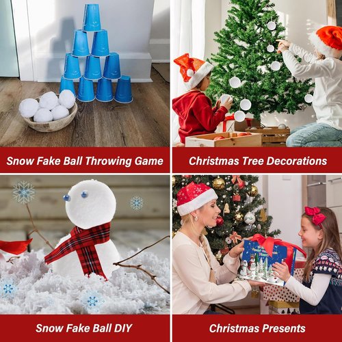 Homiar Snow Fake Balls - 100 Pack Soft Artificial Snow Toy Balls for Indoor & Outdoor Winter Fun