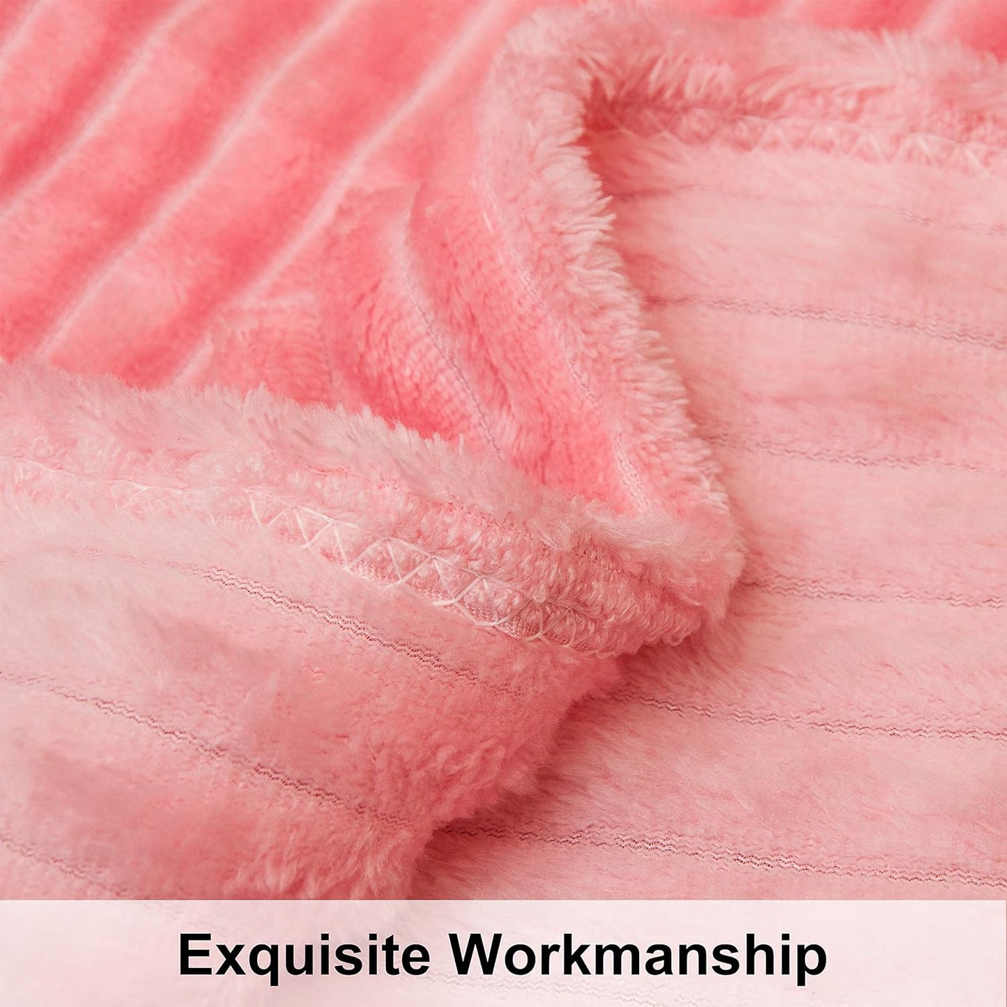NTBAY Flannel Toddler Blanket - Fluffy, Warm & Lightweight Reversible Stripes | 30x40 Inches, Pink