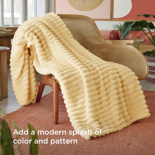 Bedsure GentleSoft Fleece Throw Blanket - Super Soft Custard Yellow Cozy Blanket, 50x60 Inches