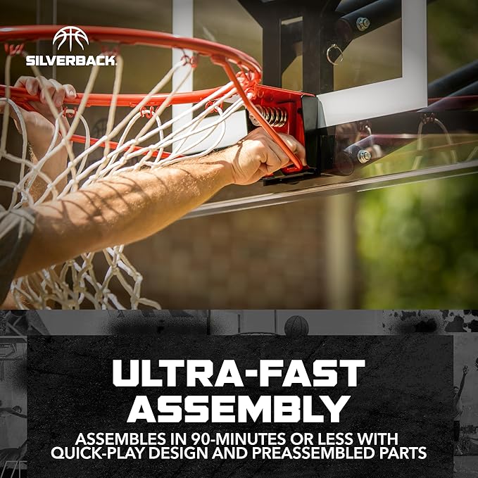 Silverback NXT Portable Adjustable 10ft Outdoor Basketball Hoop - 50" and 54" Basketball Goal Backboard Available - Assembles in 90 Minutes