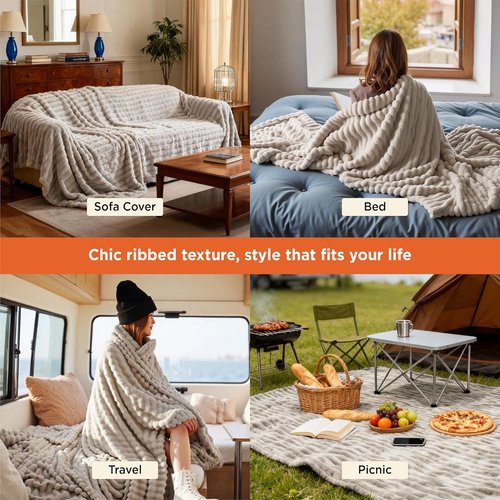 Bedsure GentleSoft Blanket - Cozy California King Size Throw in Beige, 102x96 Inches for Ultimate Comfort