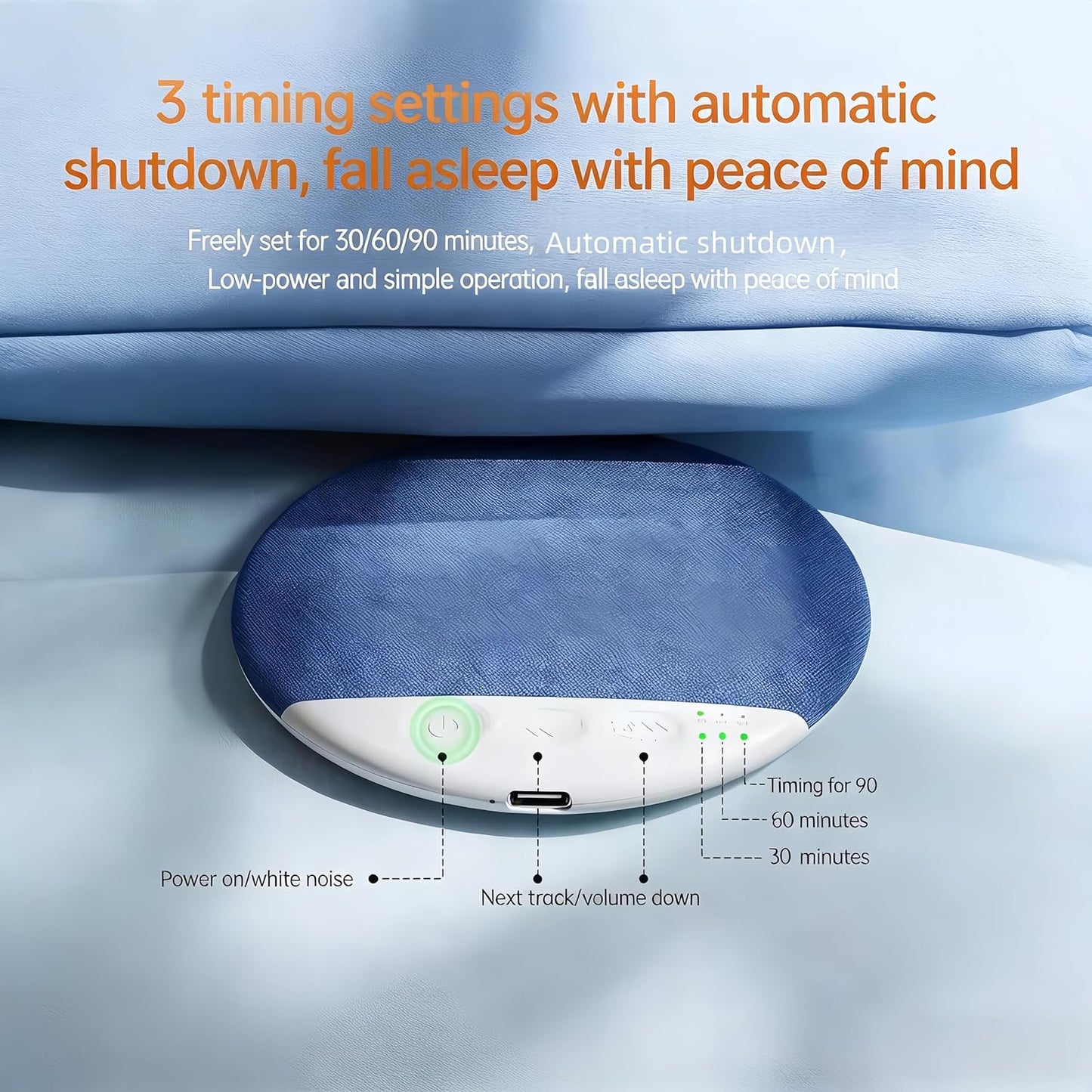 48H Pillow Bluetooth Speaker for Sleeping - Under Pillow, Sleep Timer, White Noise, Battery, Type-C, Hi-Fi Sound