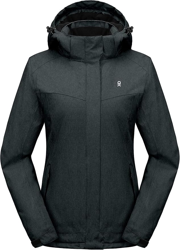Little Donkey Andy Women's Waterproof Hiking Skiing Jacket with Removable Hood, Fleece Lined Winter Warm Rain Coat