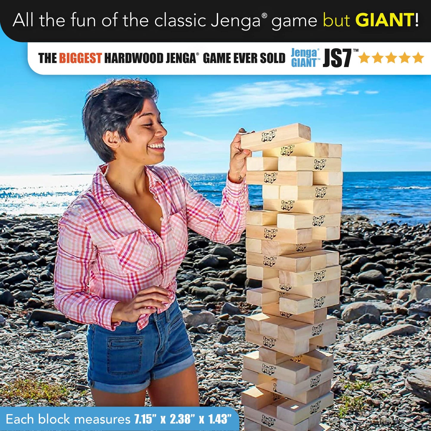 Jenga GIANT - Hardwood Blocks - Stacks to Over 5 feet - Officially Licensed - JS7