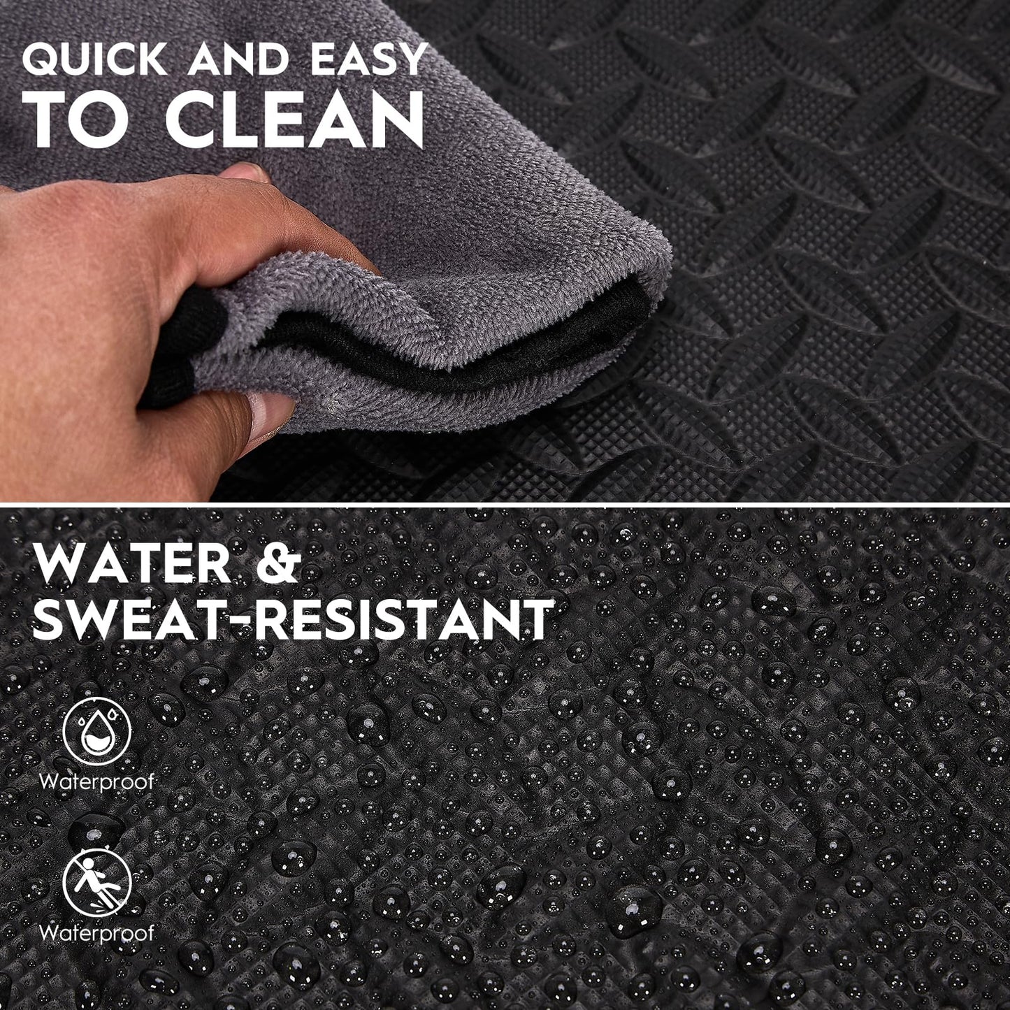 Haulcove 18 Tiles Puzzle Exercise Mat, EVA Interlocking Foam Floor Tiles, Non-Slip, Protective, Water-Resistant Flooring for Home Gym & Workout Equipment, 12.6" x 12.6" x 0.4", 18 Sq Ft, Black