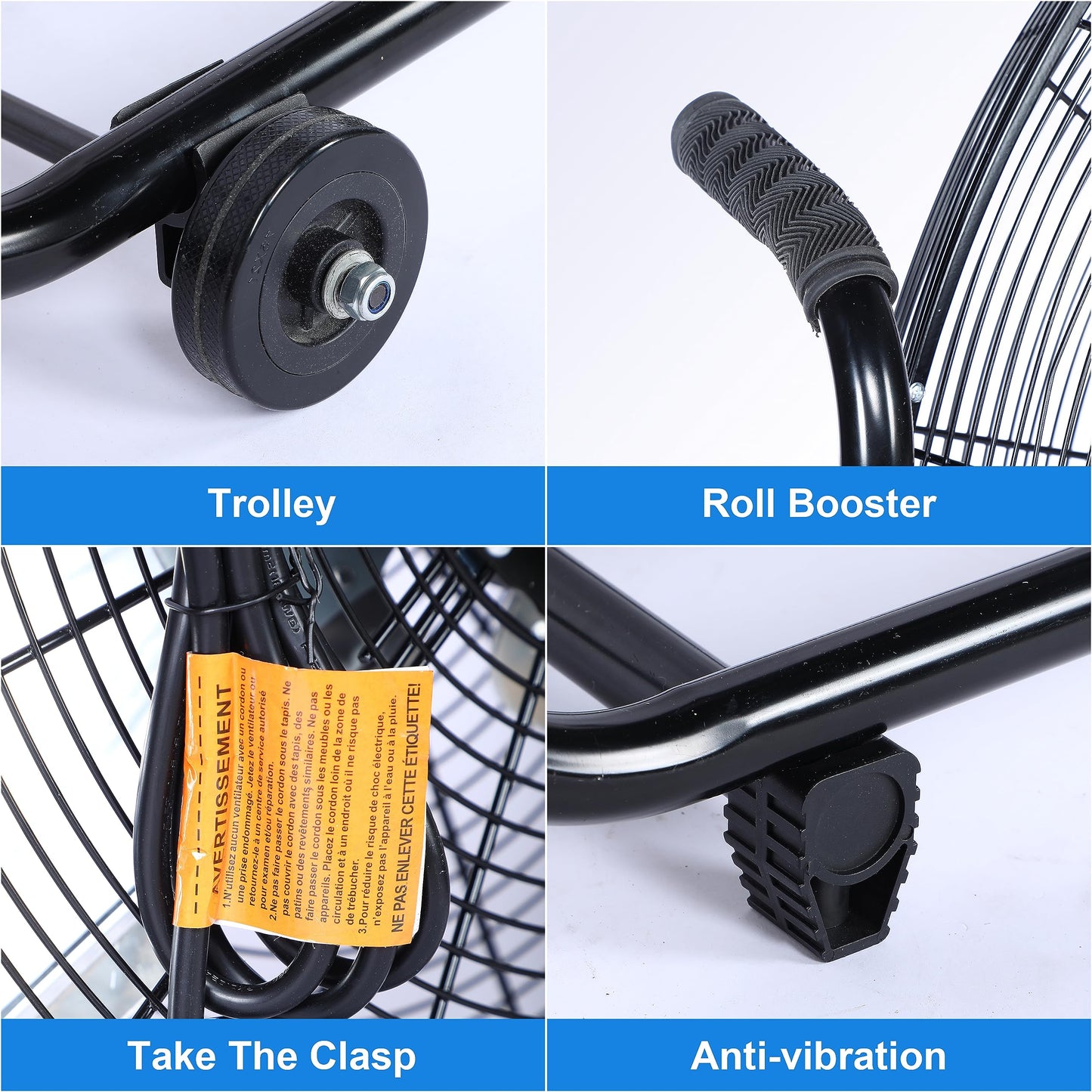Simple Deluxe Dynamic 30-Inch Floor Fan with Roll Booster - Industrial-Grade Airflow, 360 Degree Adjustable Tilt, and Portable Design for Rapid Cooling and Flexible Air Circulation