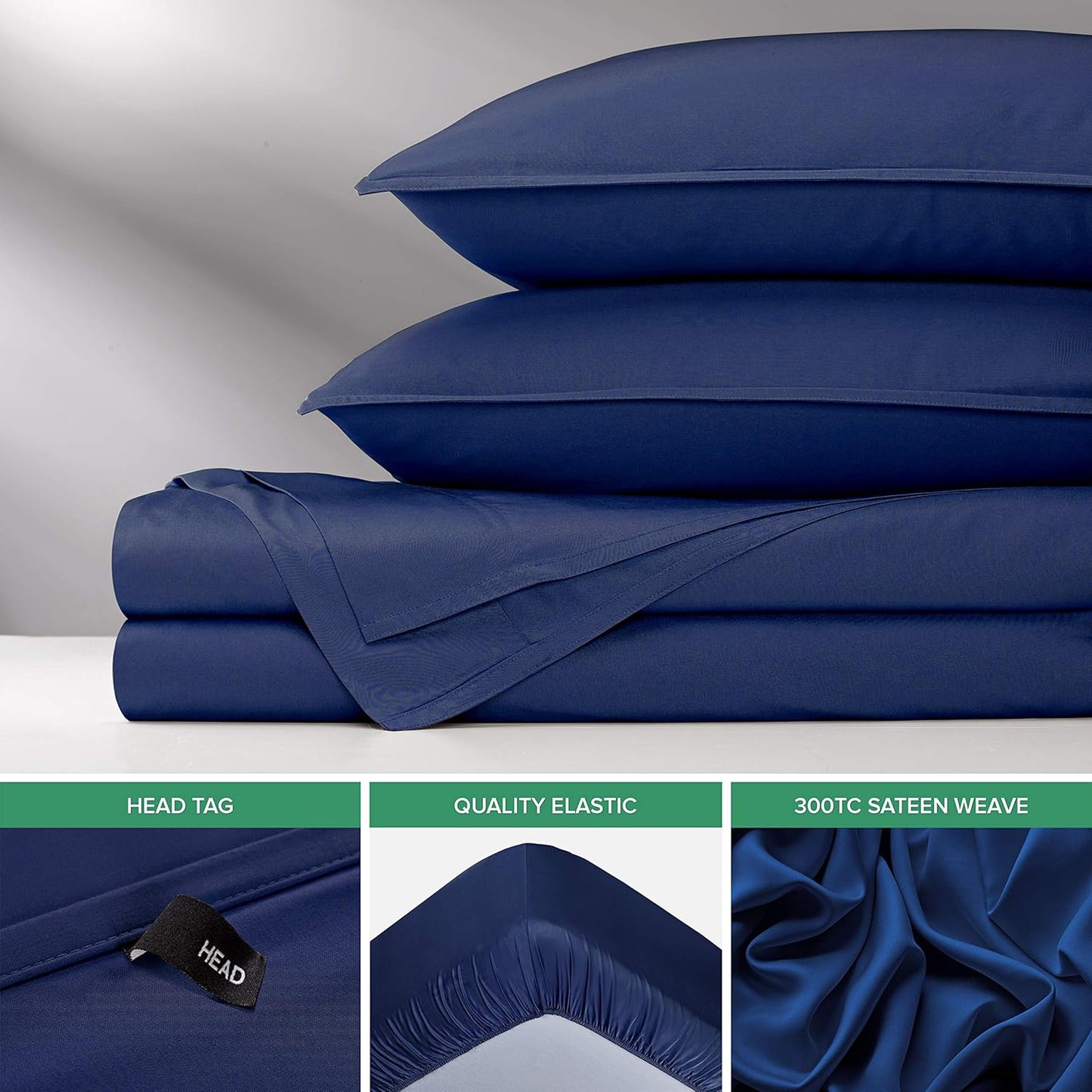 Pure Bamboo Twin Sheets - Luxuriously Soft & Cooling 100% Organic Viscose Bed Set | Cobalt Blue, Double Stitching