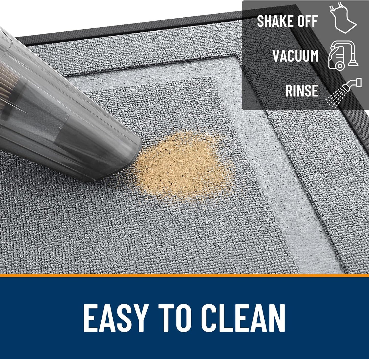 OLANLY Front Door Mat - Waterproof All-Season Doormat | Sturdy Natural Rubber, Easy Clean, 29.5x17, Ash Gray