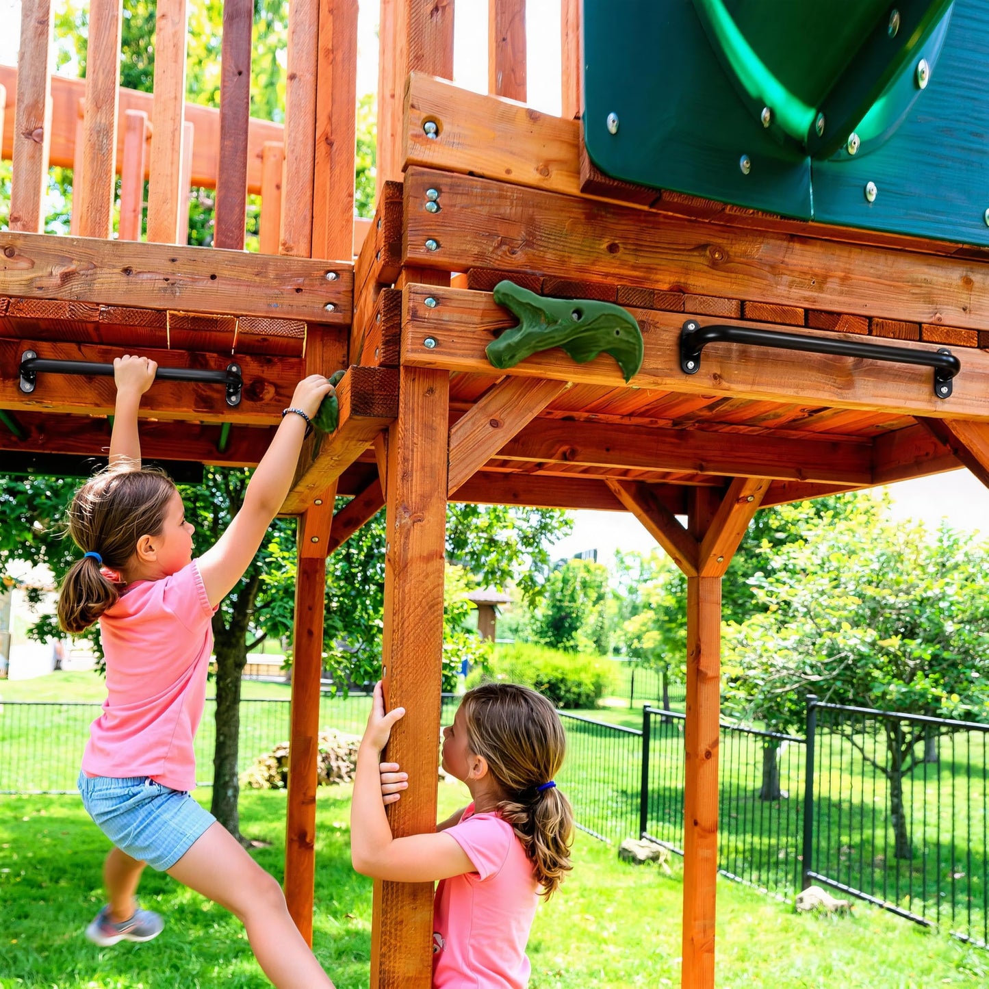Purife 17 Inch Black Playground Accessories Handles Metal Pack of 6- Playset Handles, Swing Sets Attachment Grab Bars, Kids Hand Grips Monkey Bar for Playhouse, Treehouse, Jungle Gym