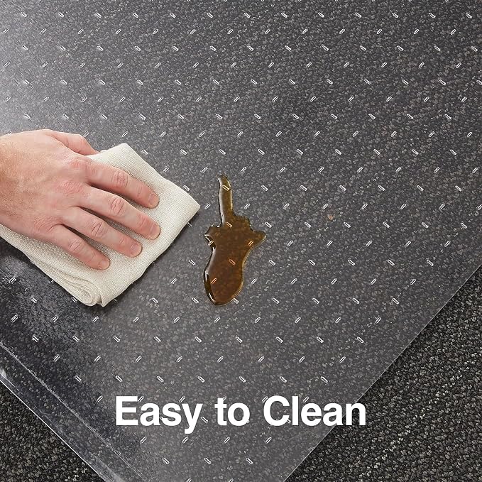 Staples Office Chair Mat, Clear Floor Mats with Lip, Low-Pile Carpets, Extended Under-Desk Coverage, 48 x 36 Inch, Smooth Glide