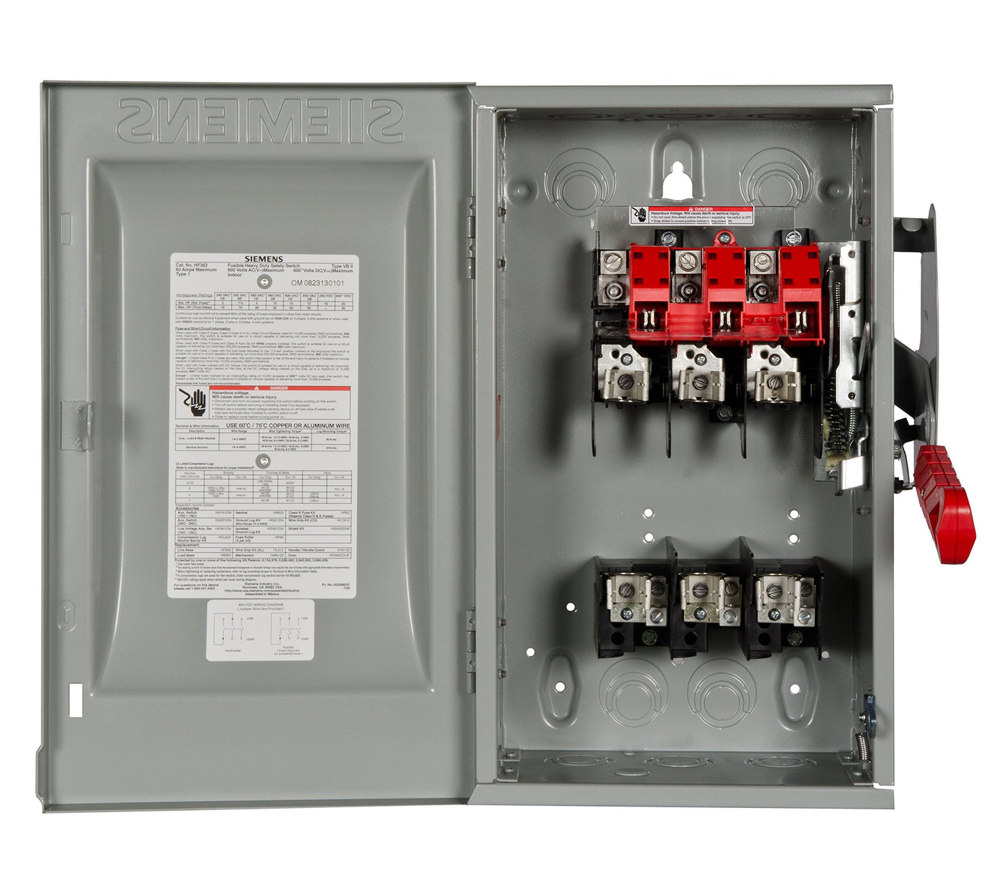 Siemens HF362 60-Amp 3 Pole 600-volt 3 Wire Fused Heavy Duty Safety Switches