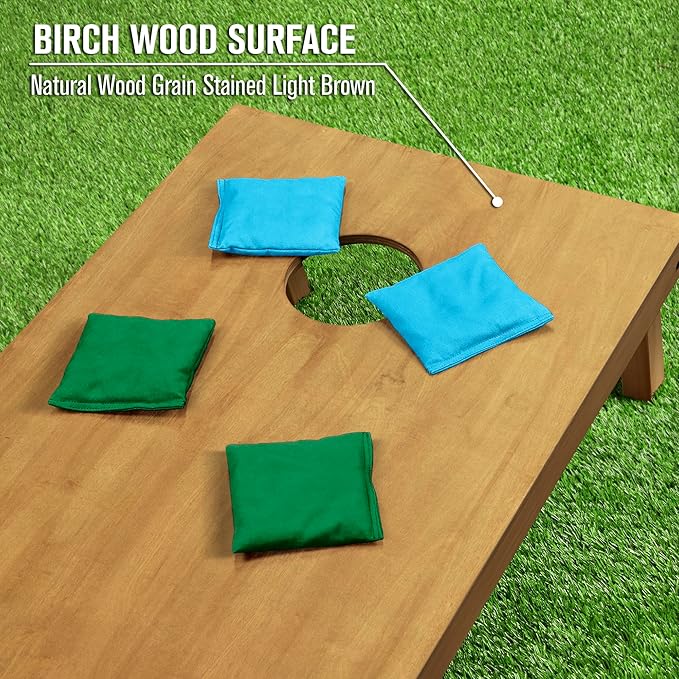 GoSports 4 ft x 2 ft Regulation Size Wooden Cornhole Boards Set - Includes Carrying Case - Full Regulation Size Bean Bag Toss Boards