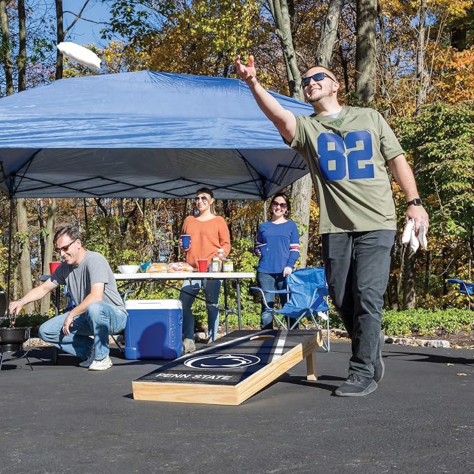 Wild Sports NCAA College 2' x 4' Wood Direct Print Tournament Cornhole Set, 8 Bean Bags, Vintage Triange Design - Tailgate, Outdoor, Backyard