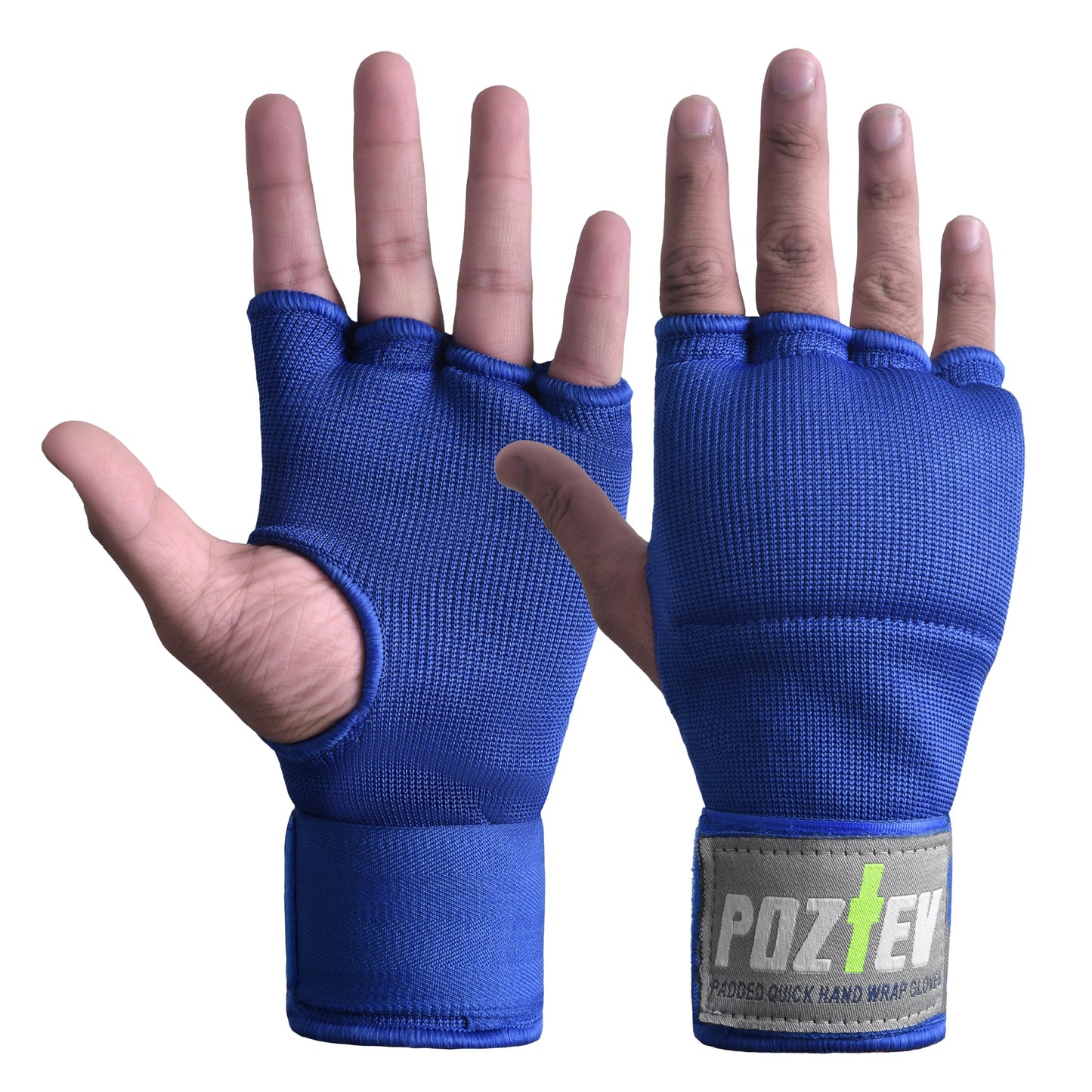 POZTEV Boxing Hand Wraps for Men & Women - Boxing Quick Wraps Inner Gloves Kickboxing Handwraps for Boxing Gloves Gear Knuckle Support Elastic Wrist Straps for Training MMA Shadowboxing (Blue S/M)