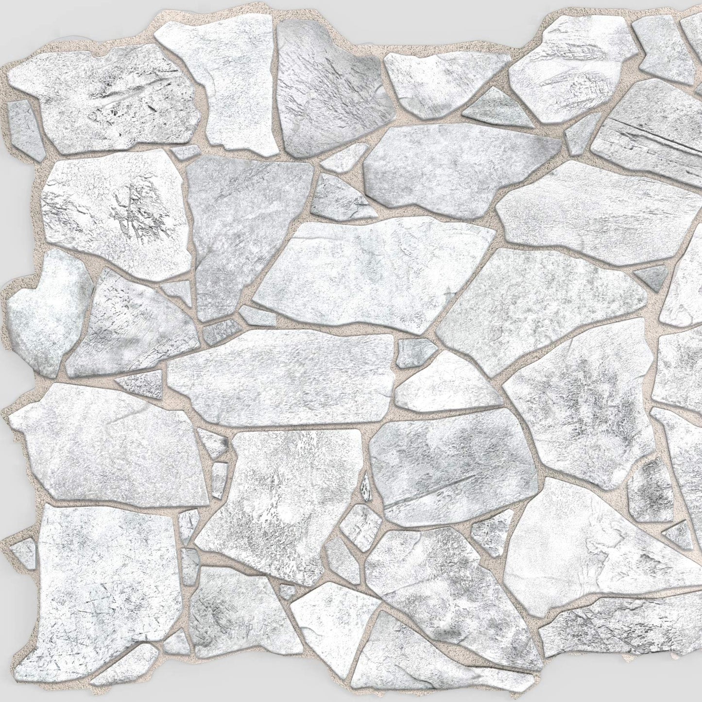 Dundee Deco REAZ244WG-5 White Grey Faux Stone PVC 3D Wall Panel, 3.2 ft X 2.1 ft (98cm X 63cm), Interior Design Wall Paneling Decor, 6.7 sq. ft. (0.62 sq. m) Each, Pack of 5