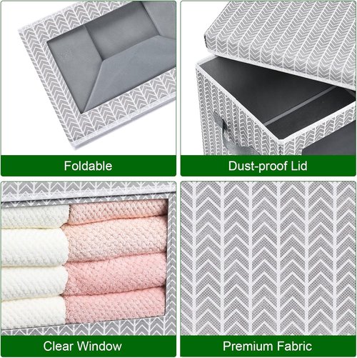 Homsorout Fabric Storage Bins - Collapsible Storage Cubes with Lids & Handles | 4-Pack Arrow Pattern