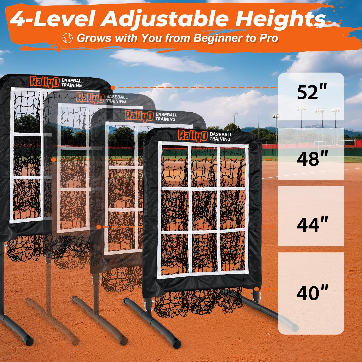 Pitching Net, 9 Hole Baseball & Softball Pitching Net with Strike Zone, Adjustable Pitching Target with 9 Pocket Design, Portable（Training Net）