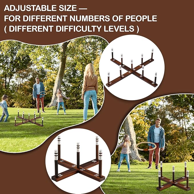 Ring Toss Game,Ring Toss Game for Adults and Kids, Indoor Outdoor Fun Holiday Lawn Yard Game for Family, Easy Set Up, Portable to Carry for Outside Kids Sport
