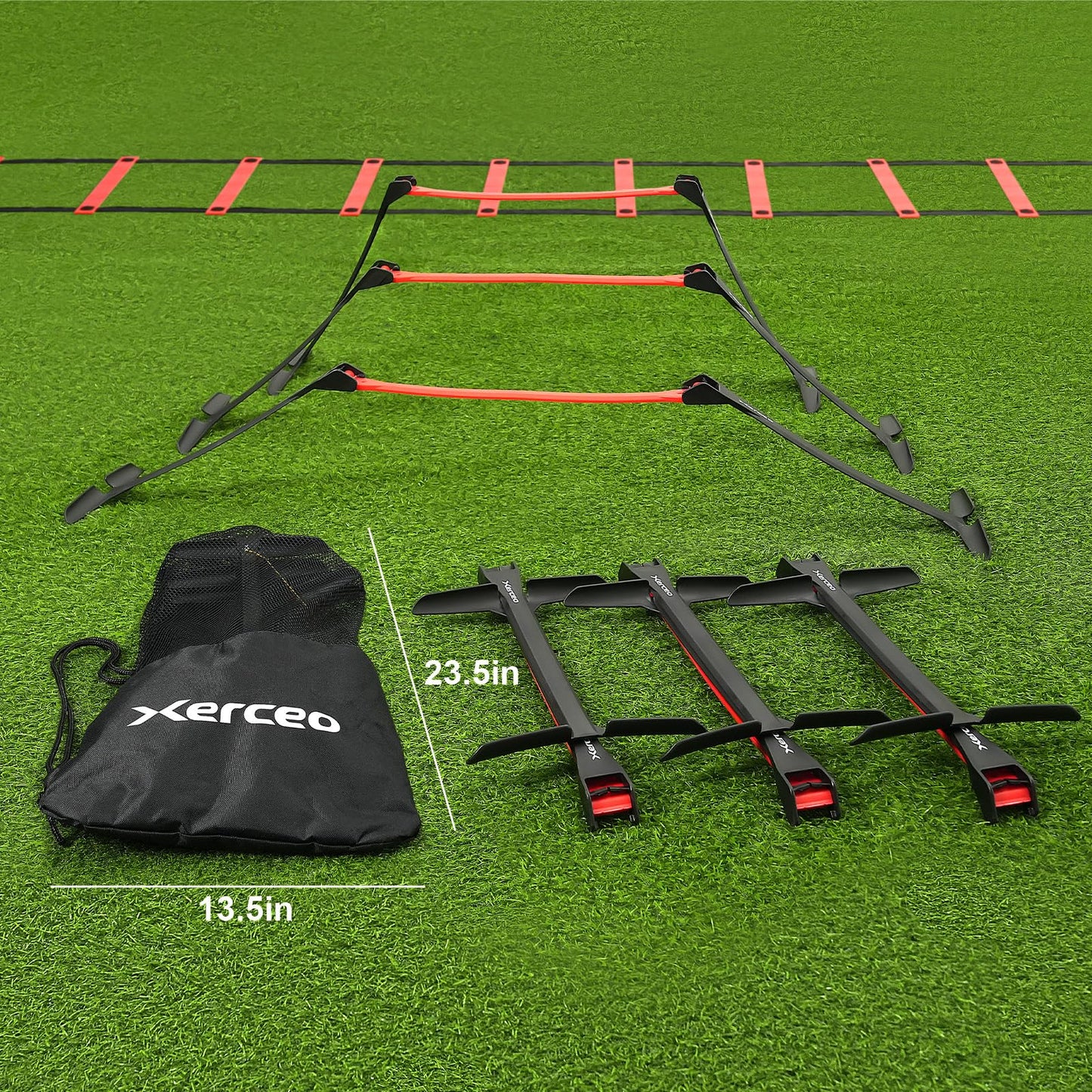 Xerceo Premium Adjustable and Collapsible Hurdle and Agility Ladder Set for Athletes, Super Portable and Lightweight, with Carrying Bag