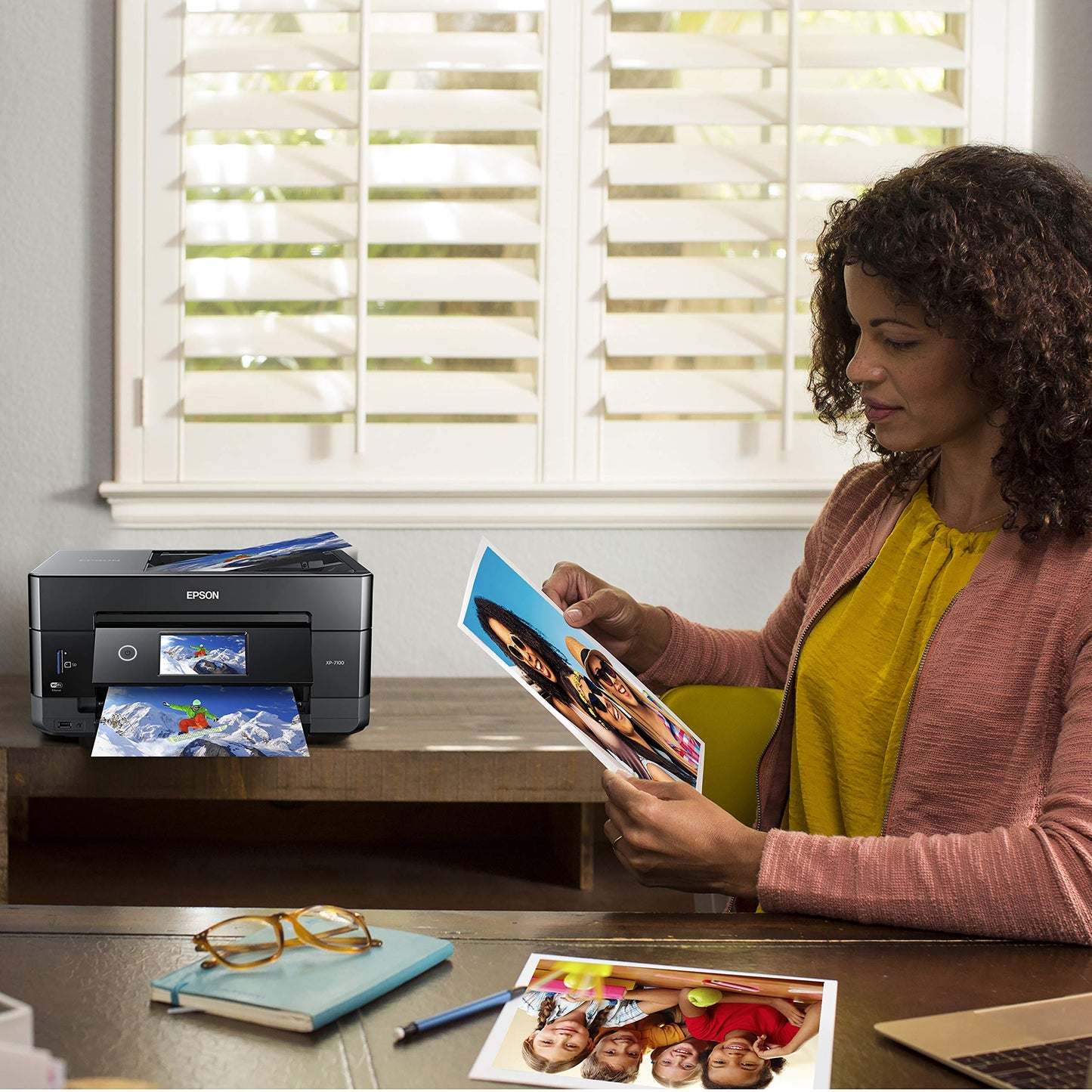 Epson Expression Premium XP-7100 Wireless Color Photo Printer with ADF, Scanner and Copier, Black, Small