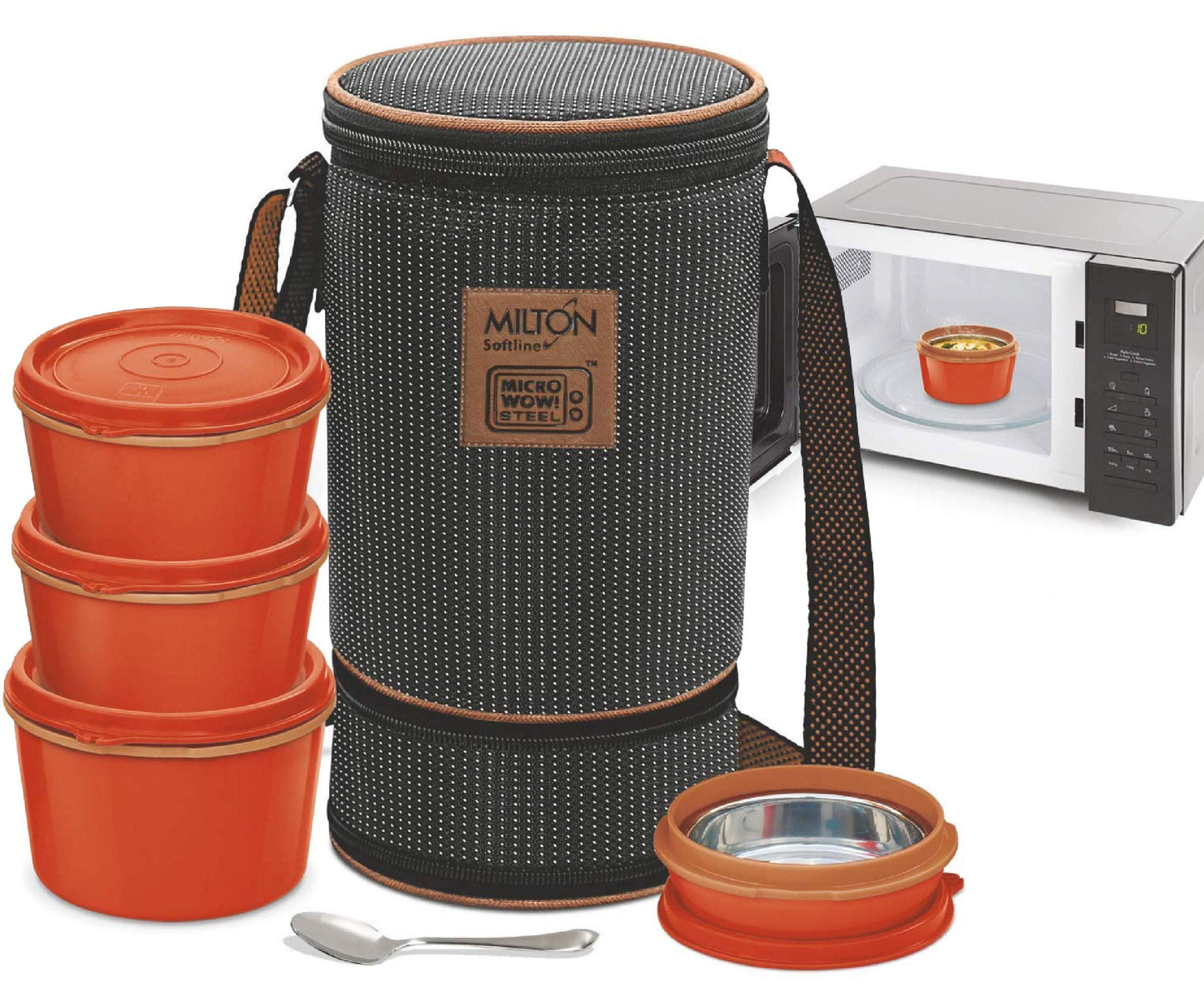 MILTON Bento Lunch Box Set 4, MICROWAVEABLE Stainless Steel Meal Prep Containers, Expandable Insulated Lunch Bag, SS Spoon -Double Wall Food Storage Boxes Airtight Lids For Men, Women, Kids