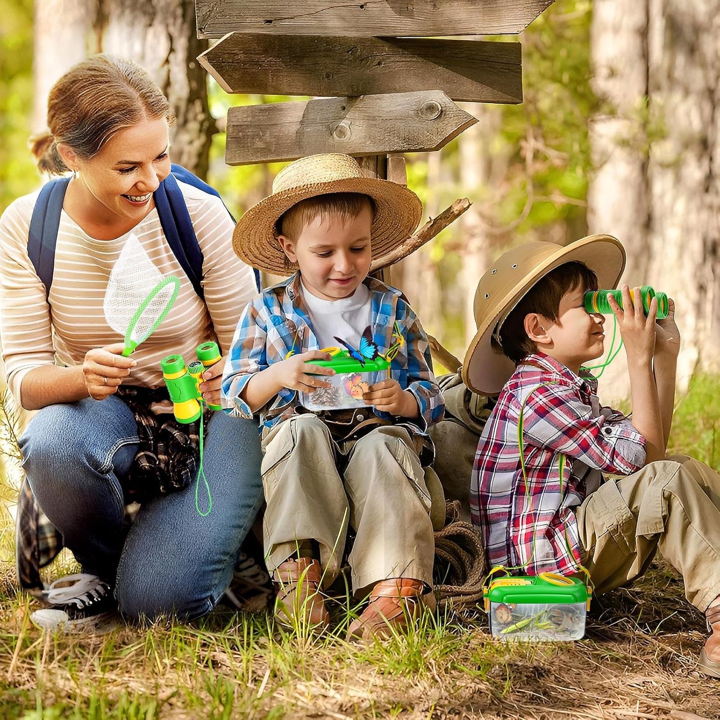 Skiennix Bug Catcher Kit for Kids - Durable Insect Collector with Binoculars & Butterfly Net | Outdoor Explorer Set for Ages 3-8
