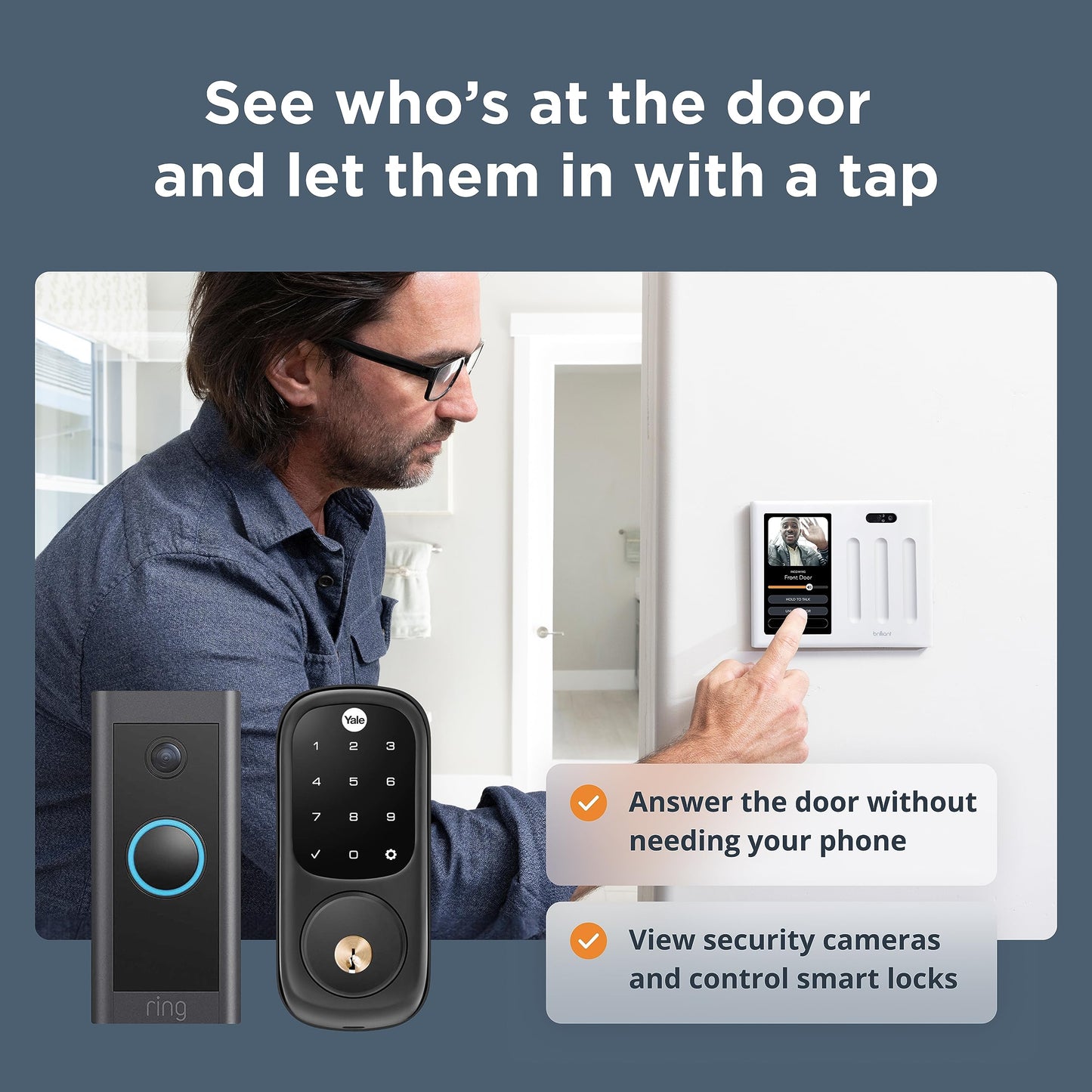 Brilliant Smart Home Control (2-Switch Panel) — Alexa Built-In & Compatible with Ring, Sonos, Hue, Google Nest, Wemo, SmartThings, Apple HomeKit — In-Wall Touchscreen Control for Lights, Music, & More
