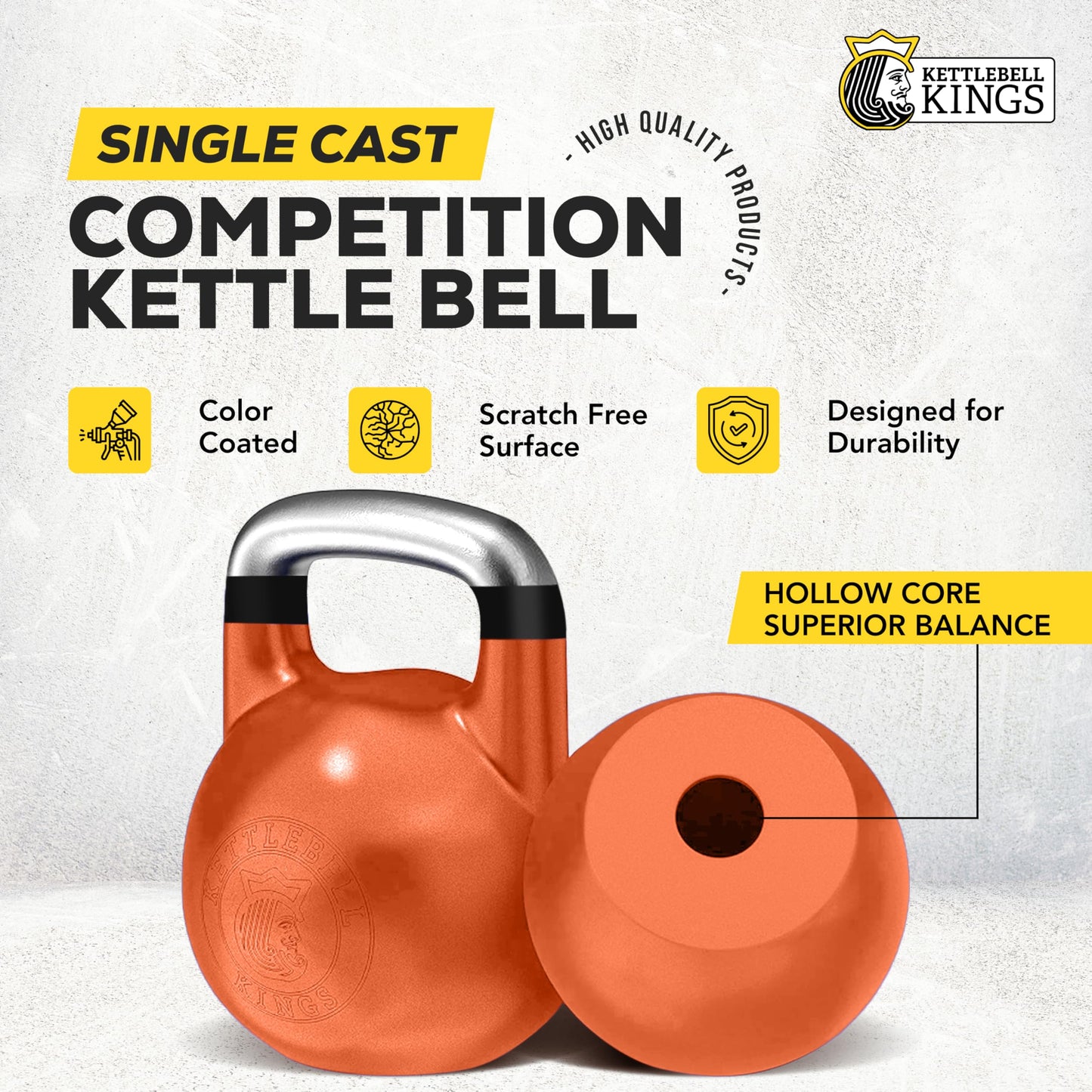 Kettlebell Kings Competition Kettlebells Weight - 33mm handle - 30 KG - Hand weights Workout Gym Equipment and Strength training sets for Women and Men - Weights set for Home Gym - 4-32KG