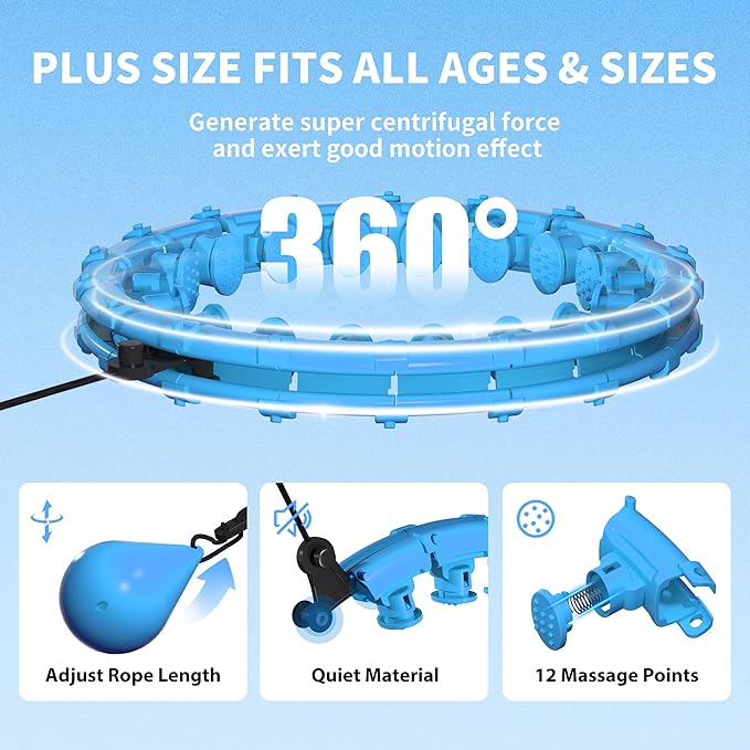 Weighted Hula Infinity Fitness Hoop for Adult Weight Loss, 2 in 1 Smart Fitness Workout Hula Circle Hoops with 28 Links(53 Inch), Exercise Fit Hoop Suitable for Women and Beginners