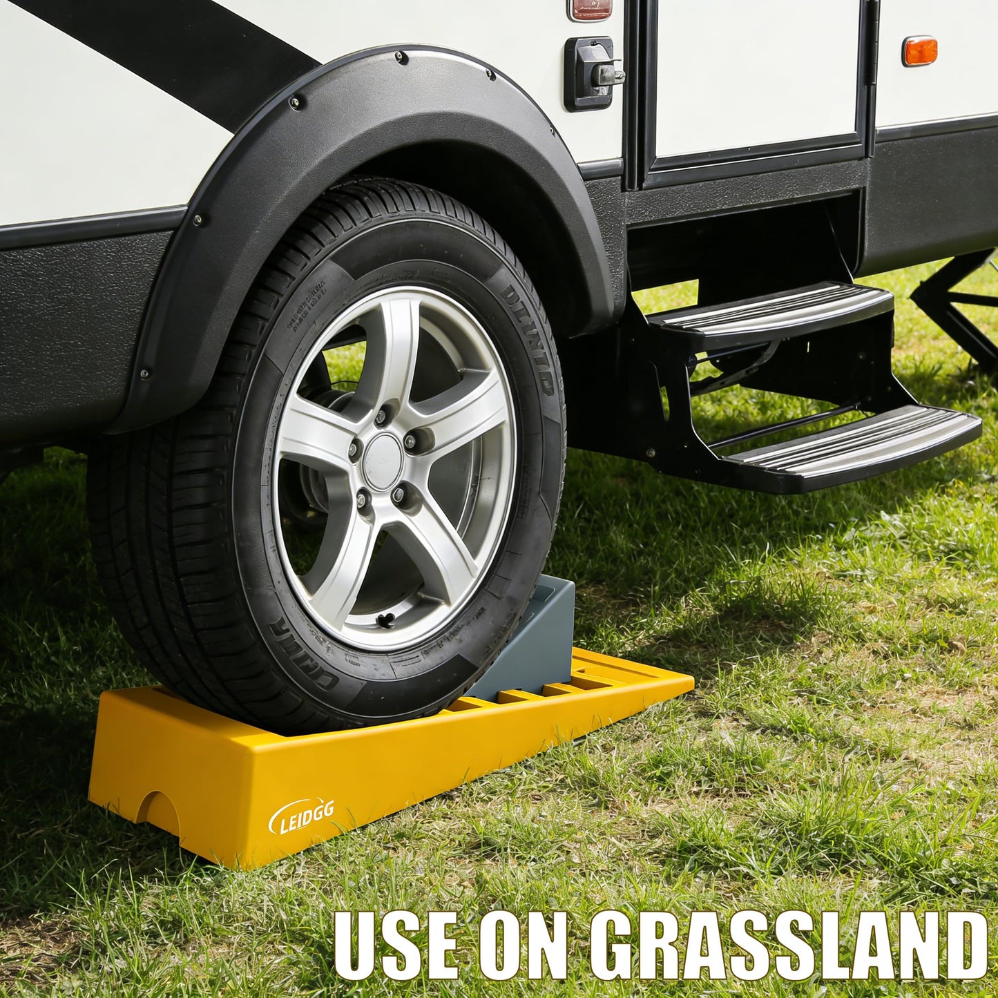 LEIDGG RV Leveling Blocks 2 Pack Heavy Duty Camper Leveler with Storage BagSupports Up to 10000 LBS Adjustable Up to 3IN Ideal for Travel Trailers, Campers, RVs, Motorhomes