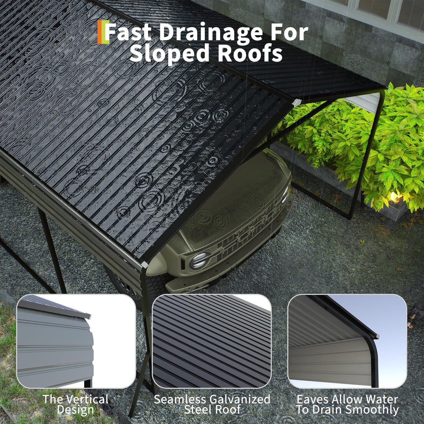 12x20 FT Metal Carport, Heavy Duty Carports Canopy with Galvanized Steel Frame & Roof, Outdoor Garage Car Port for All-Weather, Outdoor Galvanized Shelter for Car, Boats and Truck