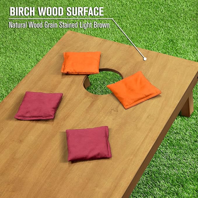 GoSports 4 ft x 2 ft Regulation Size Wooden Cornhole Boards Set - Includes Carrying Case - Full Regulation Size Bean Bag Toss Boards