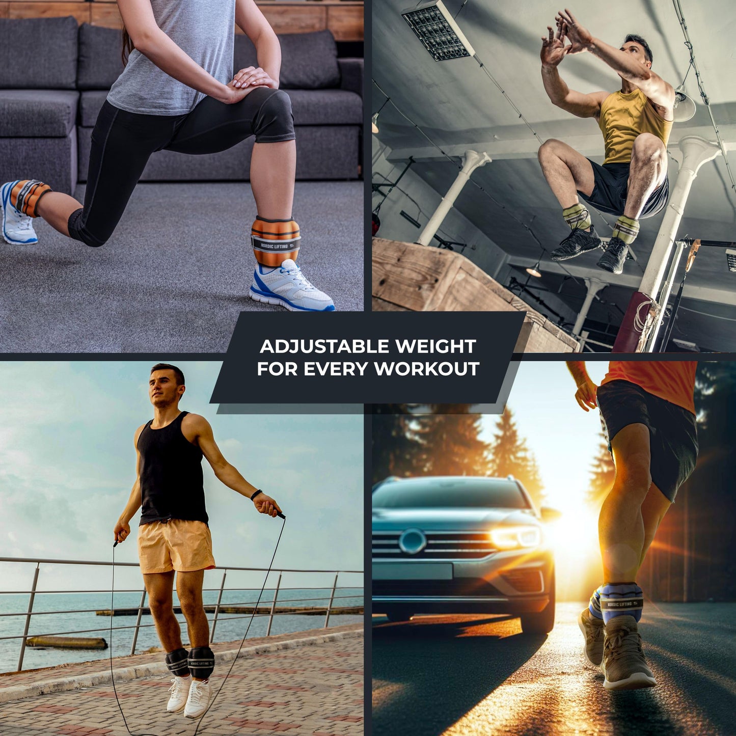 Nordic Lifting Adjustable Ankle Weights for Women & Men – 1 Pair (2–10 lbs) Wrist, Arm & Leg Weights for Gym, Yoga & Home Workouts – Secure Fit Strap Design – Durable Fitness Training Equipment