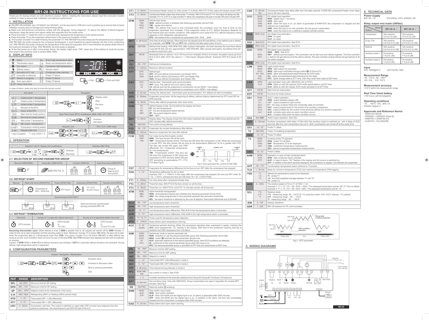 Temperature Control/Display/Probe Kit, LAE BR1 - 219716 - 802804 - 961525 - Dual Voltage - Commercial Freezer & Refrigerator Controller